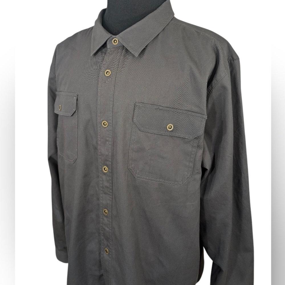 Mocotono Charcoal Gray, Button Up Cotton Shirt Jacket. XXL